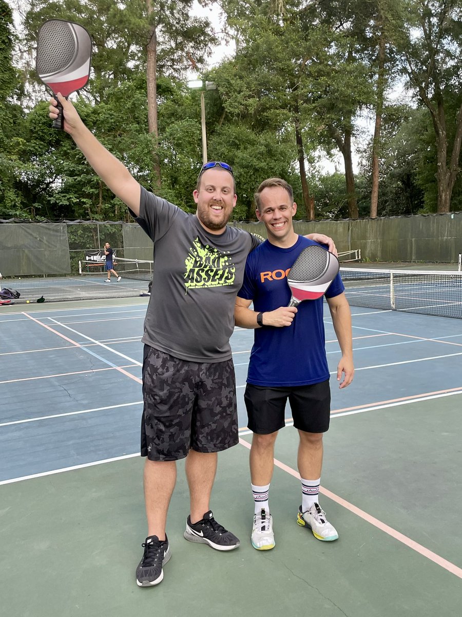 KatieDavisCPA's tweet photo. Congrats to Zach @zchalifour and Brendan @McKitrickCPA for winning the first annual @JamesMooreCPAs Audit Pickleball Tournament! #jamesmoorelife https://t.co/QKZodkRUzu
