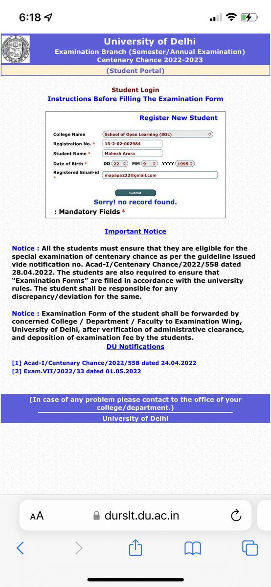 hungrypassport's tweet photo. @Delhiuniversit @SOL_UnivofDelhi Tried registering for centenary chance but getting Error … Please help this opportunity help me to complete my Graduation…🙏🏻 https://t.co/2NUzpJf5pa