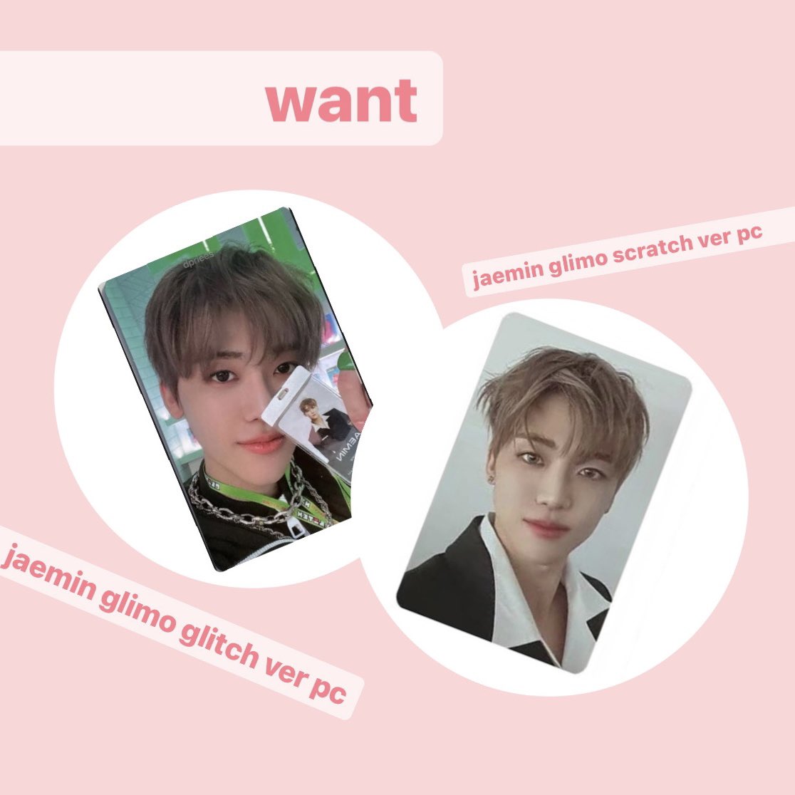 jaemloevs's tweet photo. help rt wtt lft nct pc ph

have: haechan glimo glitch ver pc
want: jaemin equivalent 

have: jaemin glimo digipack pc
want: jaemin glimo scratch ver pc

•  dm or reply 
•  clean &amp; onhand

🏷 wtt nct dream haechan jaemin glitch mode pc glitch scratch digipack https://t.co/b2SG1CyZ39