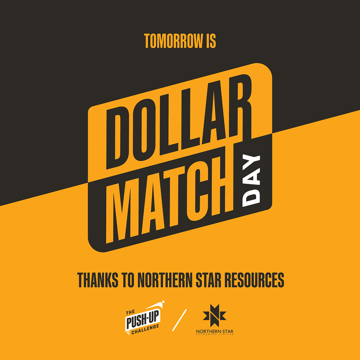 Dollar Match Day Wednesday 15 June, 10am AEST thanks to our friends Northern Star Resources. Double the impact on mental health #pushforbetter thepushupchallenge.com.au/dollar-match-d…