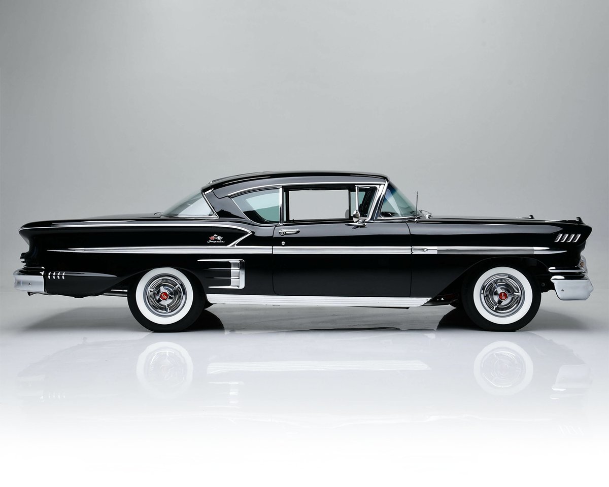 From the Bryan Frank Collection, the 1958 Chevrolet Impala features a 348ci engine with Tri-Power carburation and a 3-speed manual transmission. Lot 458.1 selling with No Reserve at the 2022 Las Vegas Auction. Read more: bit.ly/LV22-ChevyImpa…