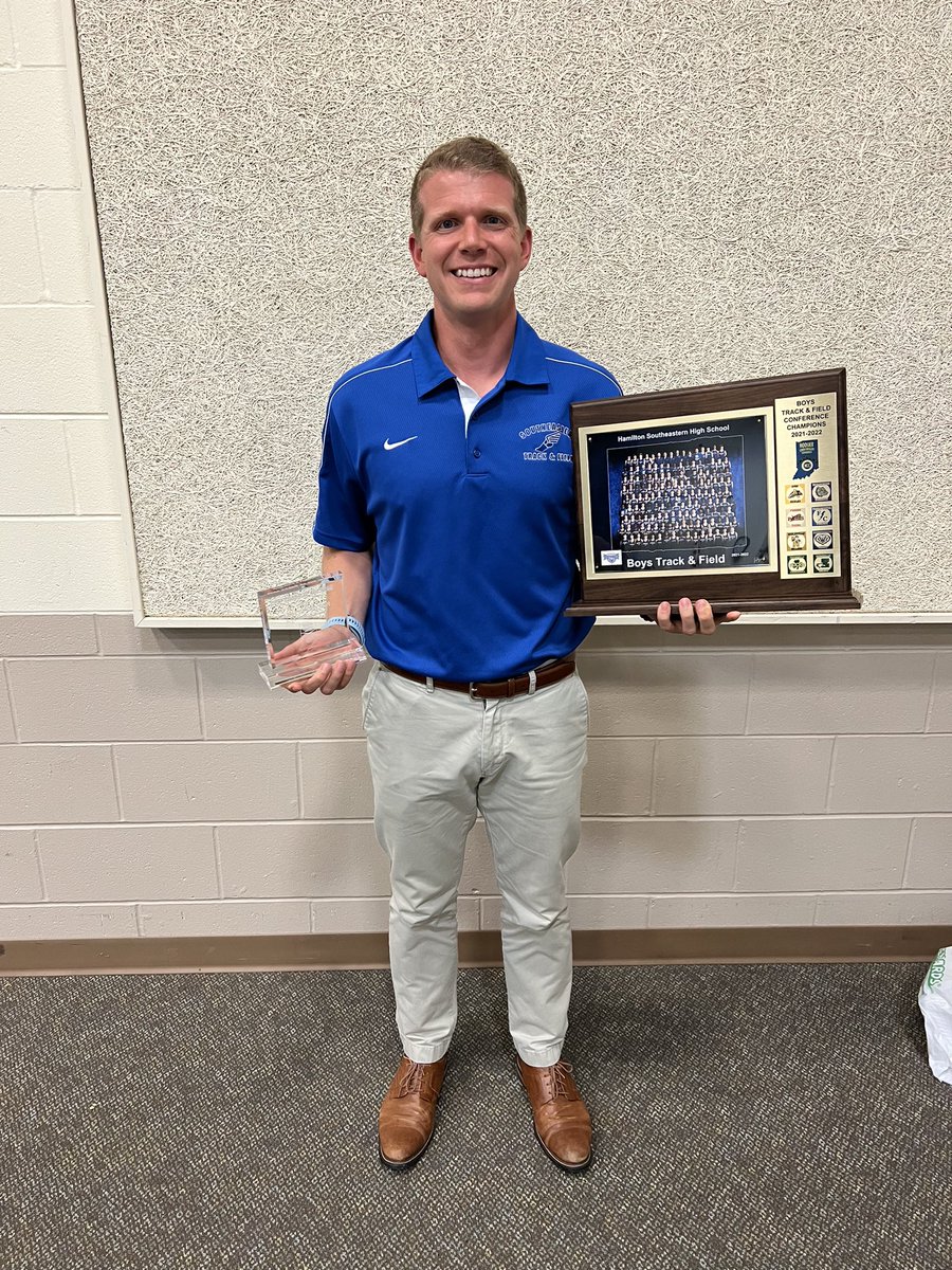 Congratulations Coach Lawton  <a href="/HoosierCConf/">Hoosier Crossroads Conference</a> Coach of the Year! <a href="/HSEBoysTF/">HSE Boys Track</a>