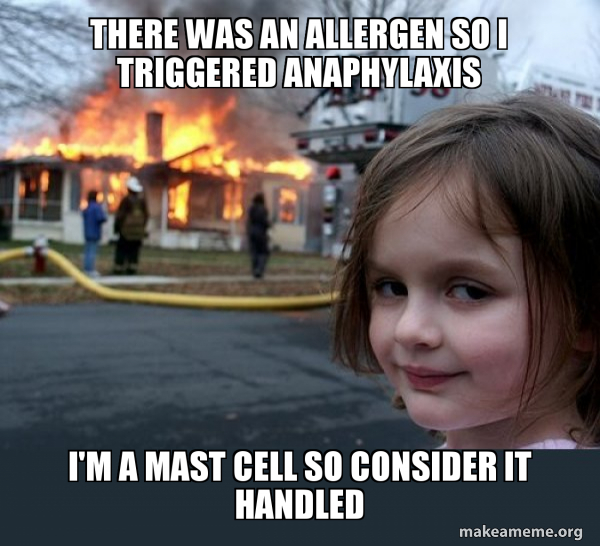 mastcellgeek's tweet photo. Story of my life these days. Mast cells can take a chill pill please. #mastcellsarenaughty #mastcells #degranulation #mastocytosis https://t.co/idgrV6Ipvj
