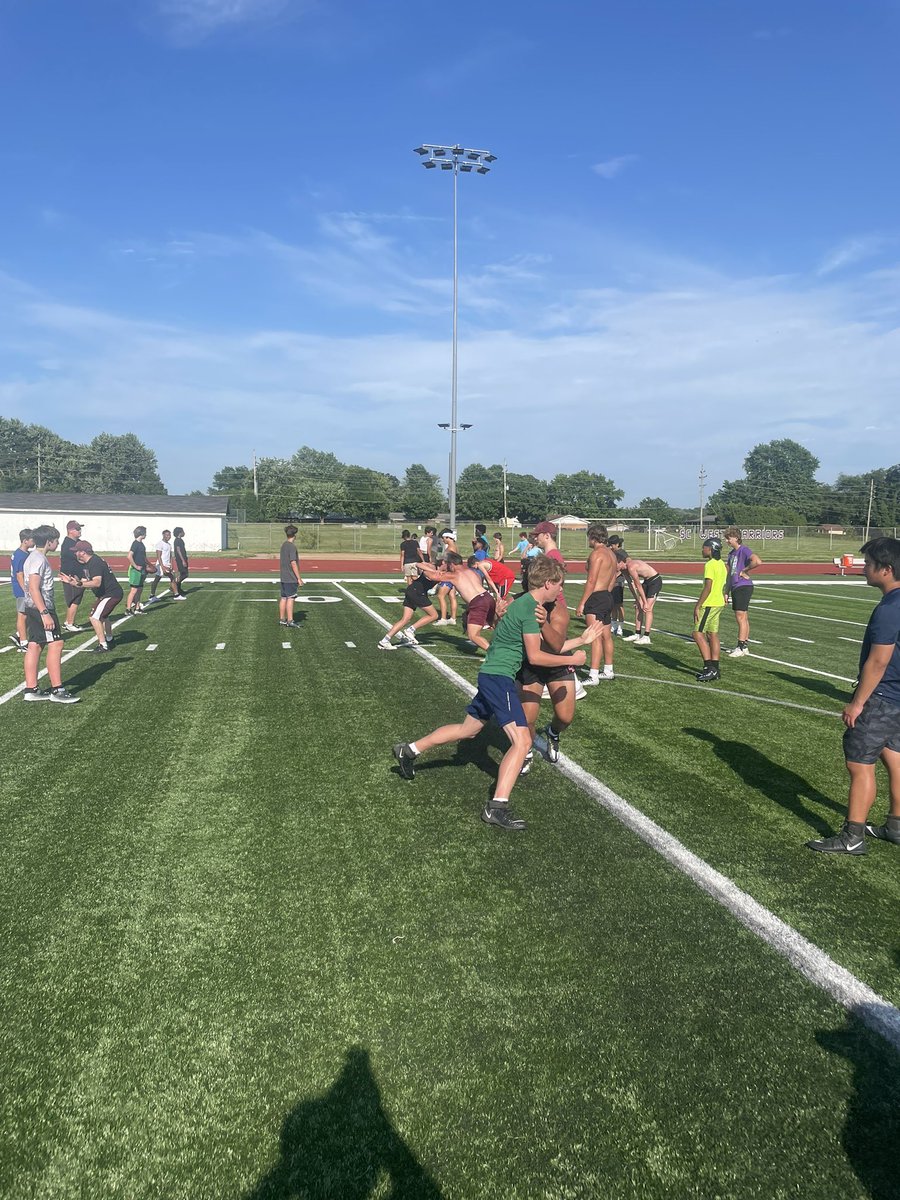 The Warriors are working hard at the first football camp of the summer.  The intense heat did not stop the Warriors from getting there work in.  Go Warriors!!! #Embrace the Grind