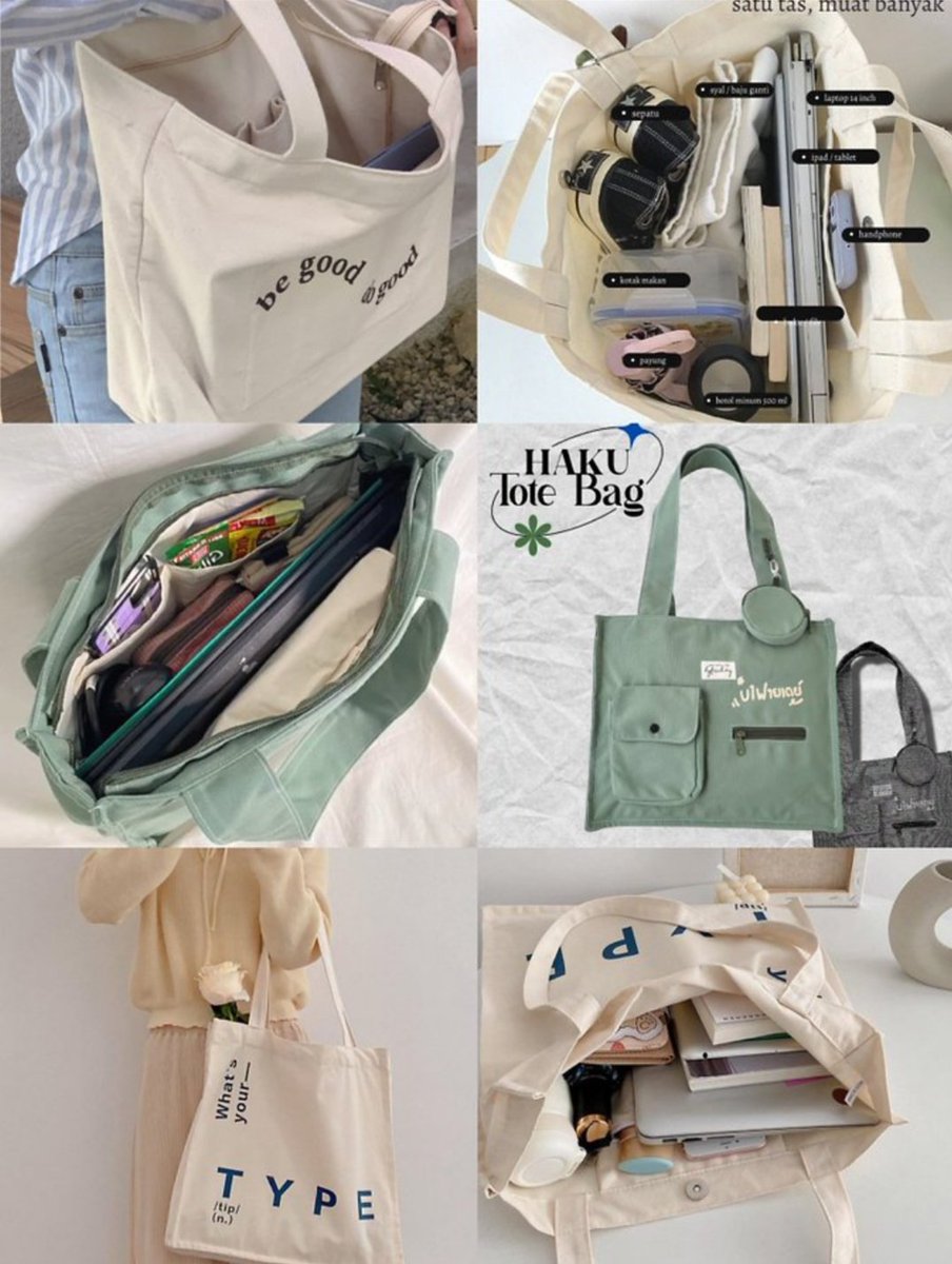 anndtaul's tweet photo. Rekomendasi totebag lucu muat banyak✨

_a thread_ https://t.co/IAePjhKqWm