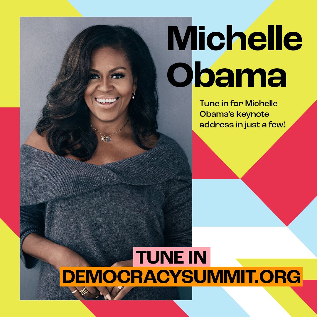 Tune in for @MichelleObama's #CultureOfDemocracy keynote address in just a few! Stream her remarks live at democracysummit.org.