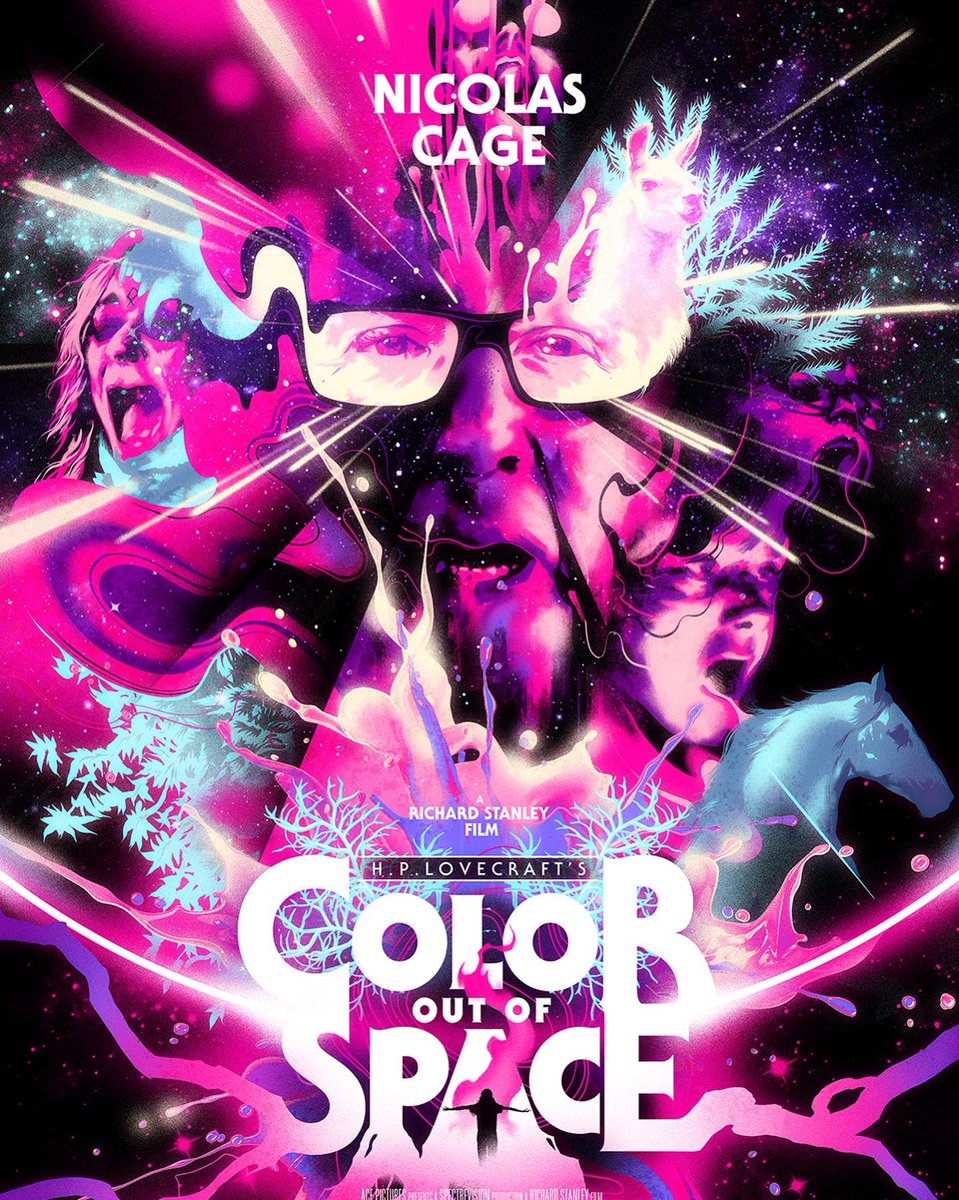 PCFpodcast's tweet photo. Massacre Monday: The Color out of Space- After a meteorite lands in the front yard of their farm, the Gardner family find themselves battling a mutant extraterrestrial organism transforming their quiet rural life into a technicolor nightmare.
#nickcage #horror #hplovecraft https://t.co/CMcttUZJAi