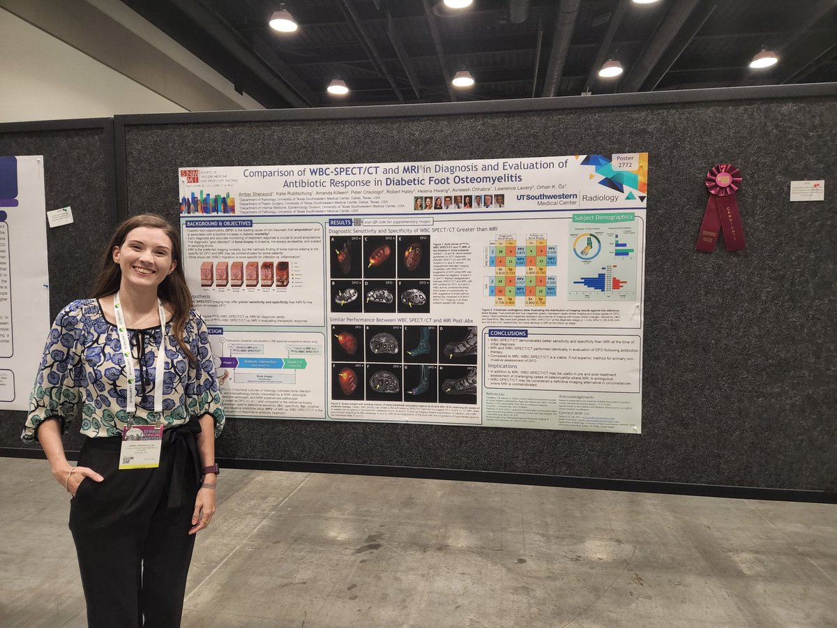 Our research assistant Amber representing @UTSW_Radiology at #SNMMI22. Her poster is a candidate for an award. Congrats Amber!