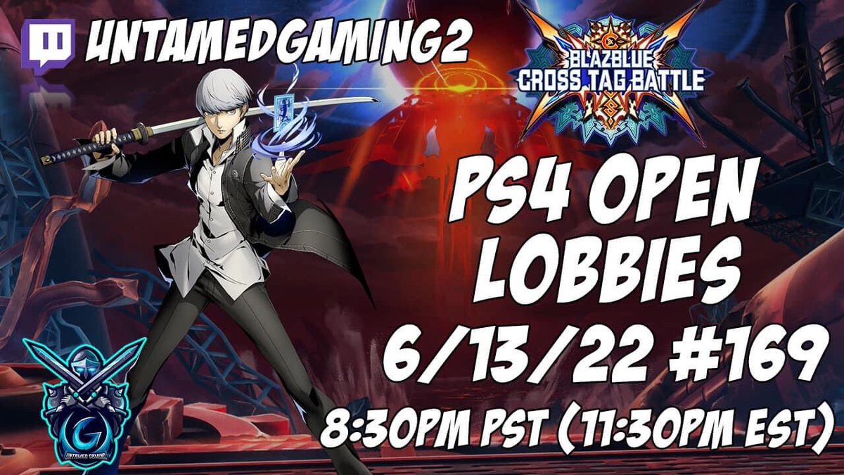 UntamedGaming2's tweet photo. Tonight! We here at Untamed Gaming will be hosting the BlazBlue Cross Tag Battle PS4 Open Lobbies #169 6/13/22 (USA/Canada) 8:30pm PST (11:30pm EST) at https://t.co/2afFNEtSnS

Subscribe for free by using Twitch Prime here! https://t.co/qRNDLJOuOF https://t.co/g6KPISMwrX