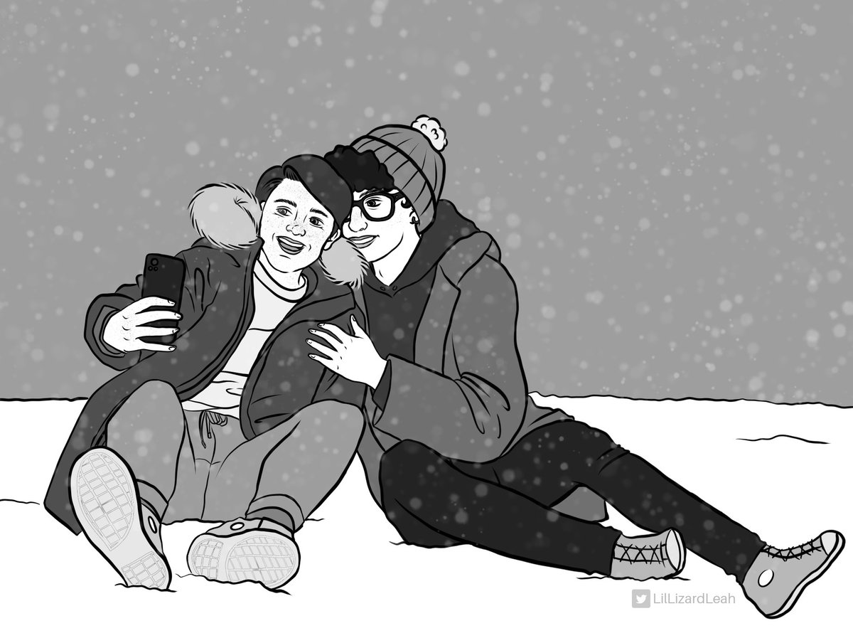 LilLizardLeah's tweet photo. Richie and Eddie enjoying a snow day, inspired by that one scene in Heartstopper :β)
Originally posted on tumblr for #ReddieWeek 2022, but wanted to share the cuteness here too! https://t.co/XxxHXd39jR