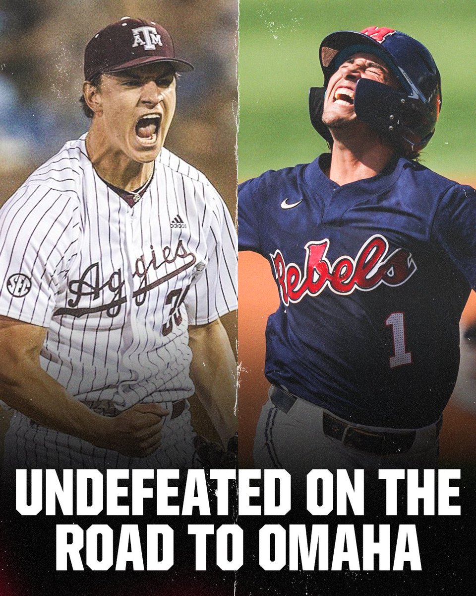 The only teams to reach the #MCWS undefeated:

◻️ <a href="/AggieBaseball/">Texas A&M Baseball</a> (5-0)
◻️ <a href="/OleMissBSB/">Ole Miss Baseball</a> (5-0)