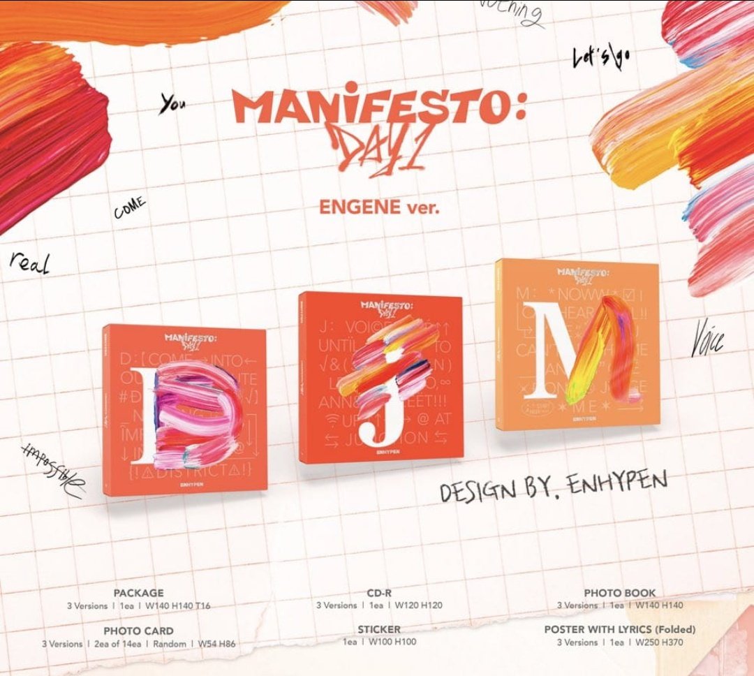jwoonie_'s tweet photo. → Al parecer, #MANIFESTO_DAY1 ha sido diseñado por ENHYPEN. Sin mencionar el hermoso detalle de “ENGENE ver.” o la versión de ENGENE. <3
#ENHYPEN_WalkTheLine #ENHYPEN 
@ENHYPEN_members @ENHYPEN https://t.co/zNgI23sTPO