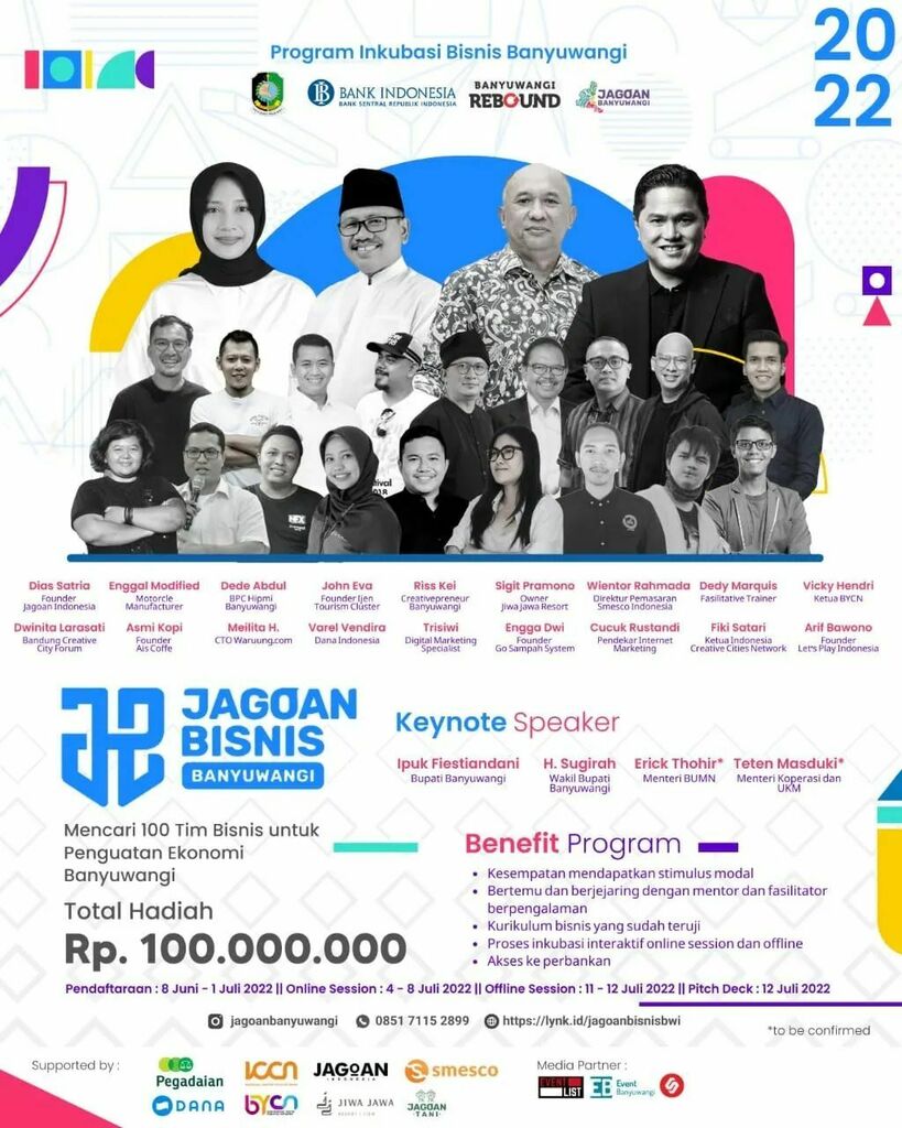EventBwi's tweet image. Sobat Jagoan Banyuwangi. Siap untuk kembali seru-seruan belajar bisnis?

Ajang kompetisi bisnis terbesar di Banyuwangi telah hadir kembali bersama dengan para mentor yang hebat dan rangkaian kegiatan yang super keren!

Kali ini, Jagoan Bisnis Banyuwangi … instagr.am/p/CexGE_kJ2ab/