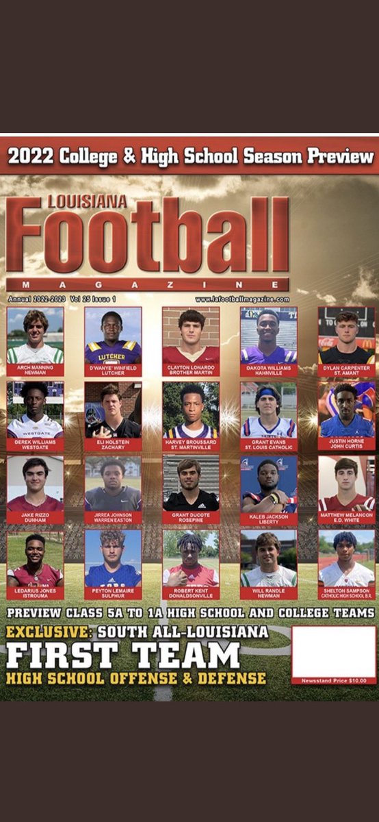 gwevans04's tweet photo. Blessed to be selected for the Preseason South All-Louisiana first team‼️‼️@LAFootballMagTV @SLCHSFB https://t.co/Otz9Ovrer5