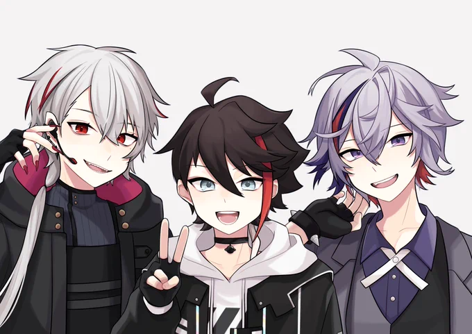 #KuzuArt #さ絵ぐさ #絵スコート 
赤メッシュ三銃士 