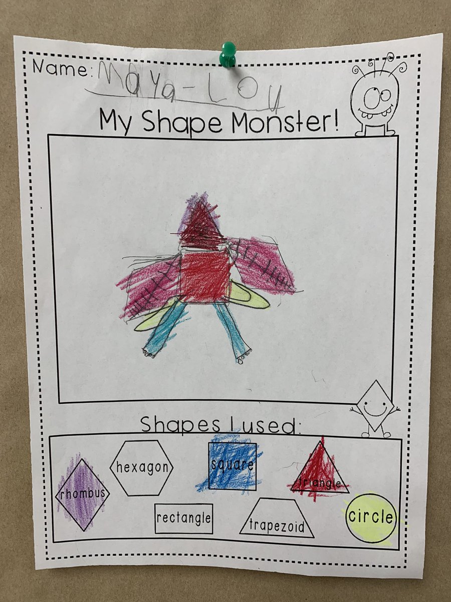 MrsBClarkson's tweet photo. We did the math - we did the #MonsterMath! ๐ถ Using manipulatives to create #shape monsters! #kindergarten @fsd38 @bigrockbadger https://t.co/q82F0RaVHy