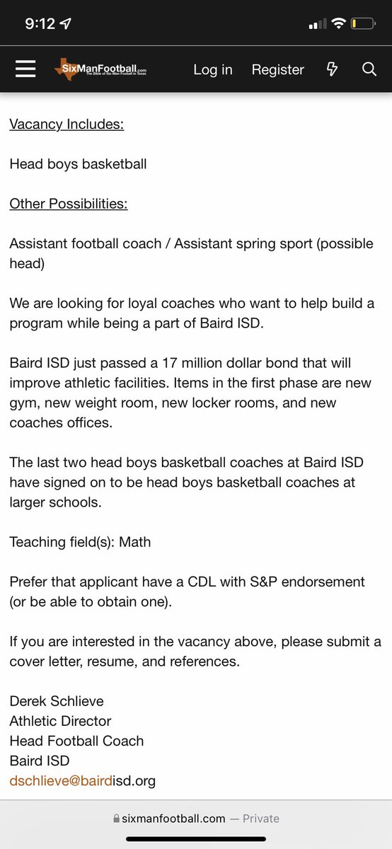 Ryan_daniell14's tweet photo. Baird ISD is looking for a Head Boys Basketball coach. Teaching field- Math
Great school district with BIG things coming! https://t.co/E6sjqgocAN