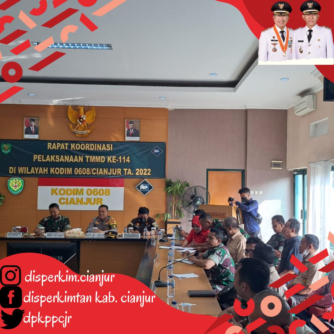 dpkppcjr's tweet photo. Menghadiri Rapat Persiapan TMMD ke 114 TA 2022 di aula Rapat Kodim 0608 Cianjur https://t.co/CqDkhaosft