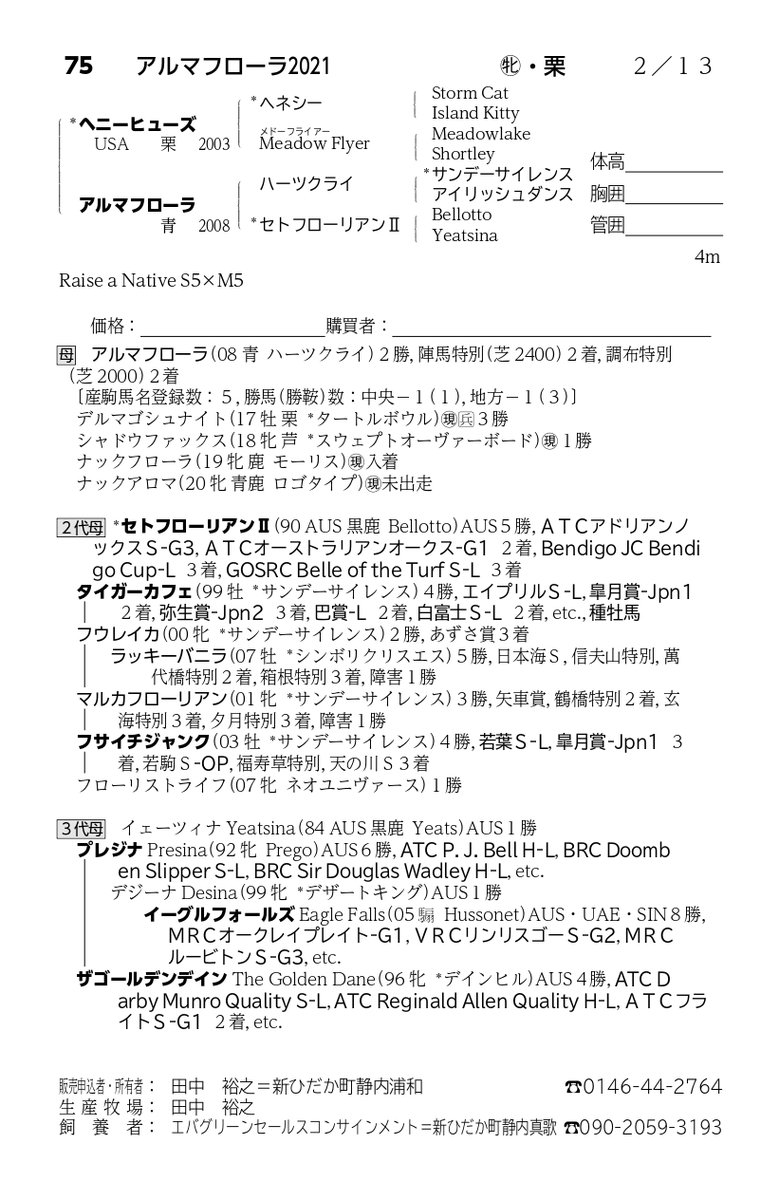 fujiko_r_fujiko's tweet photo. Selection Sale 2022
Lot:75
Chestnut Filly
Foaled February 13,2021
Henny Hughes(USA) - Alma Flora(JPN) by Heart's Cry(JPN)

#HBAセレクションセール2022
#セレクションセール2022上場馬
#上場馬紹介2022
#lot75
#ヘニーヒューズ産駒
#アルマフローラ2021 https://t.co/UsT5jdu2aj