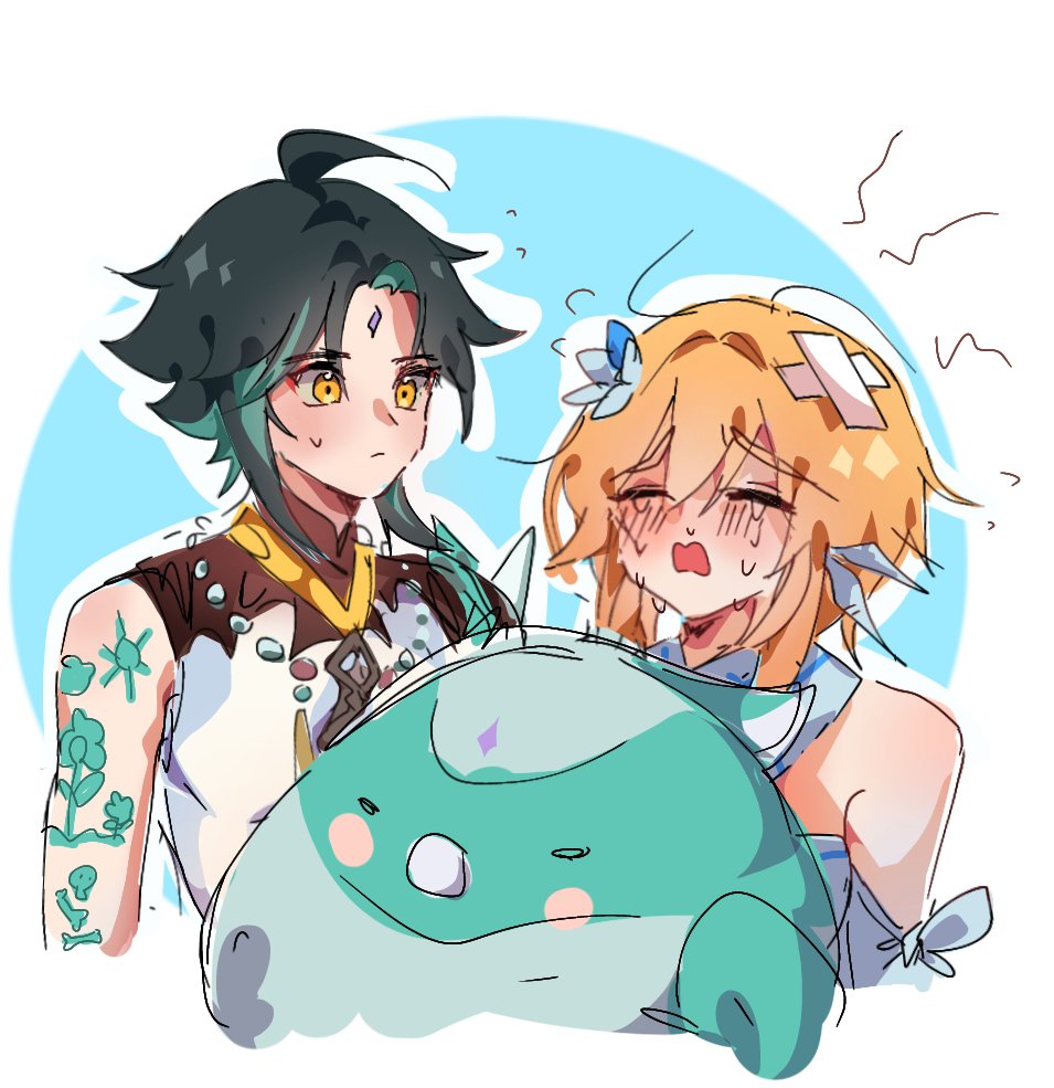 chiibigi's tweet photo. xiao and his crying baby #xiaolumi https://t.co/GJw7qbHV6X