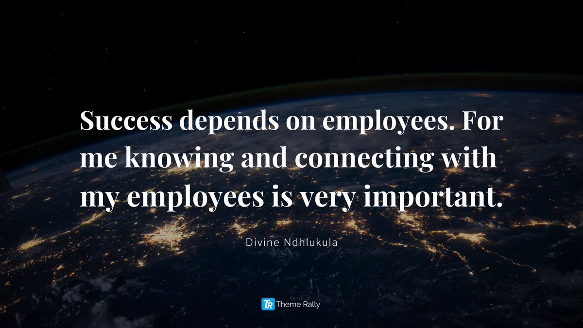 themerally's tweet photo. "Success depends on employees. For me, knowing and connecting with my employees is very important."
--Divine Ndhlukula--

#quote #quotes #Divine #Success #Leadership https://t.co/vRuG1GaUfI