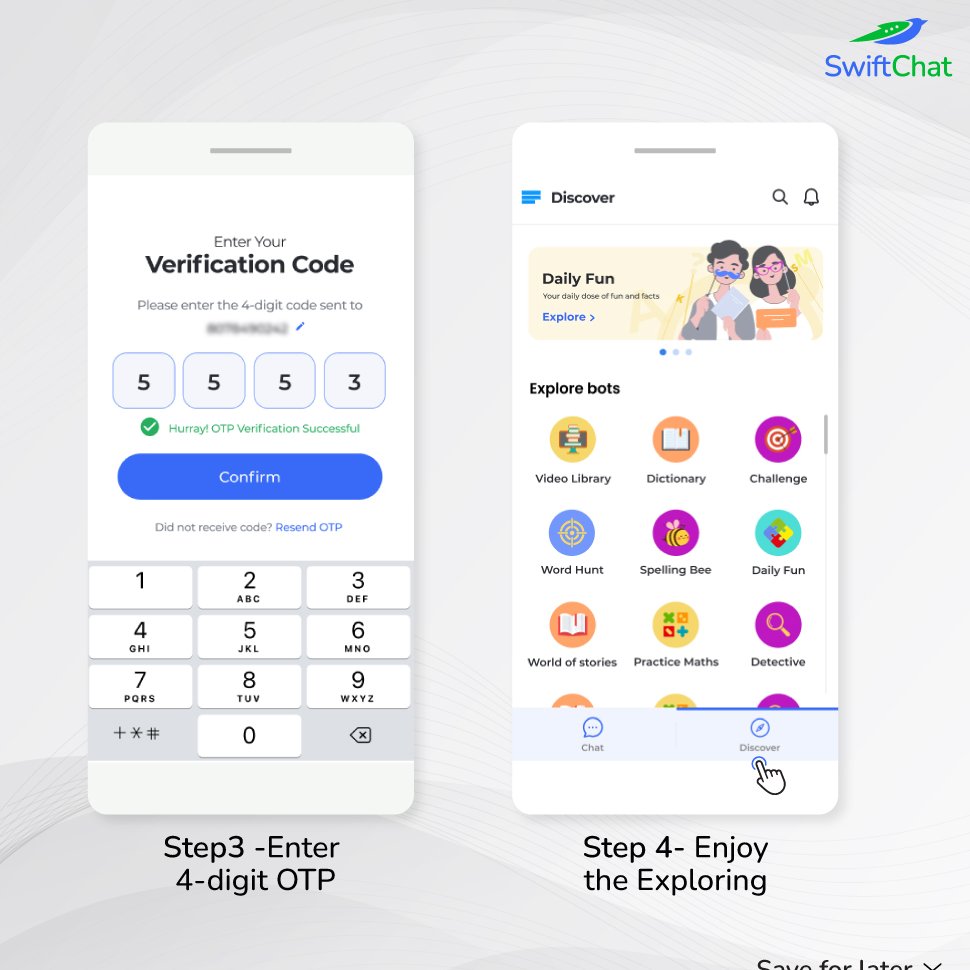 SwiftchatAi's tweet photo. Tap into the AI world in no Flash using the four easy steps…
Step 1. Tap the link ~ https://t.co/fPpObqDbVd
Step 2. Enter your phone number
Step3. Enter the 4-digit OTP
Step 4. Start Discovering
#SwiftChat
#aichatbot #conversationalai #virtualassistant #chatbotplatform #signup https://t.co/NPHqPqoMtS