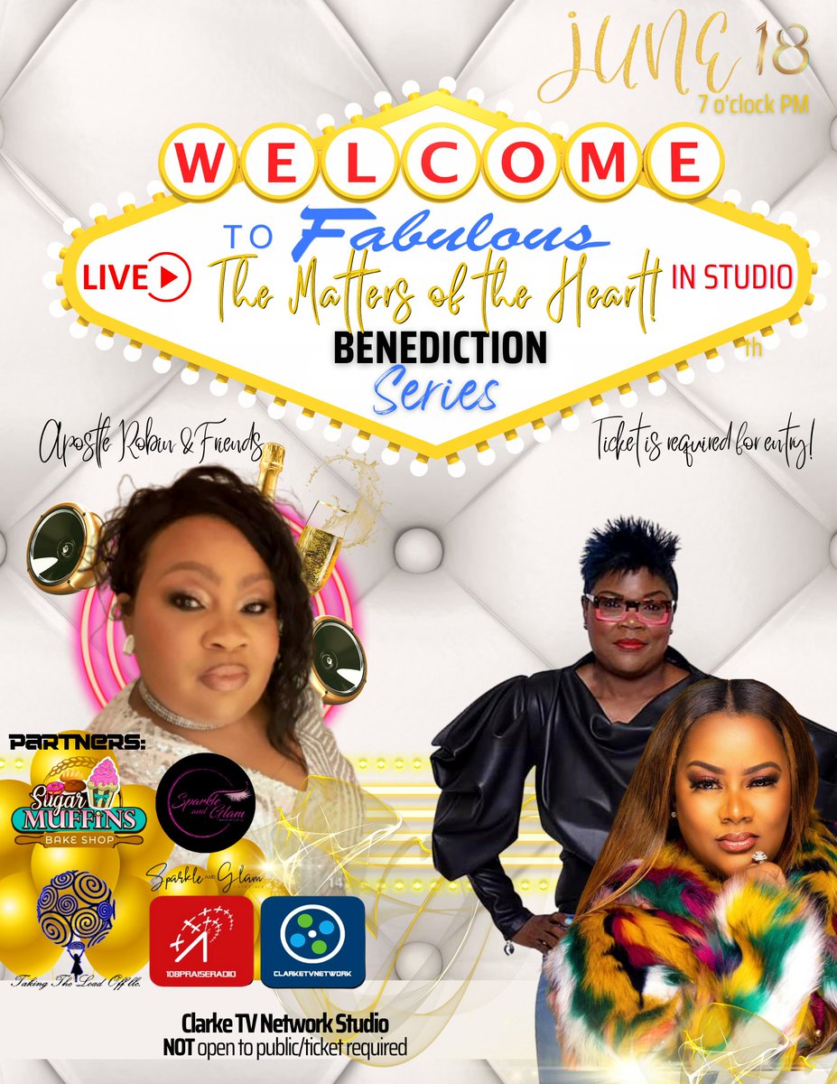 wtwimpartation's tweet photo. Get your FREE tickets
➡️BENEDICTION SERIES @pastorrljohnson 
➡️LIVE convo w/sparkling cider
https://t.co/MVZyjMBDWi
@clarketvnetwork
@108praiseradio
Sugar Muffins Bake Shop LLC 
Sparkle and Glam Makeup Artistry
Taking The Load Off LLC
#BENEDICTIONSeries #clarketvnetwork https://t.co/0I2rucmqWR