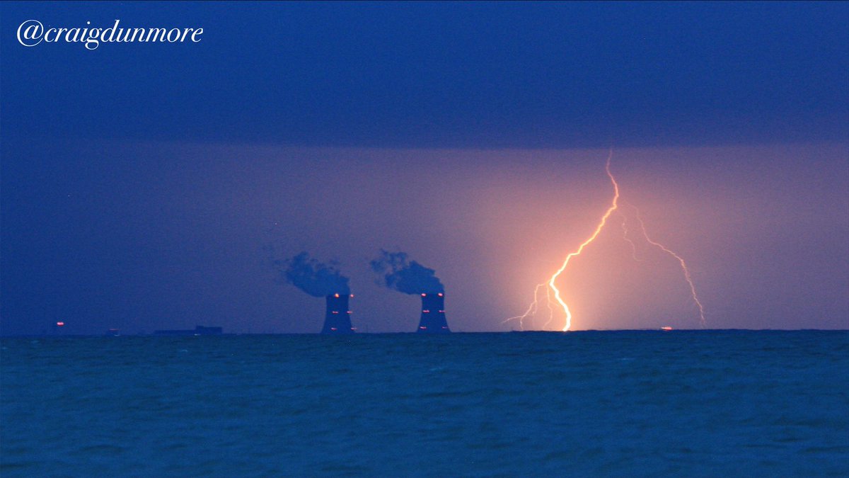 “Nuclear Bolt”. Taken tonight looking WSW from Colchester Harbour as the storms dove SE over Lake Erie. Enrico Fermi ll Nuclear Plant in SE Michigan, and some CG magic. #onwx #miwx <a href="/onstorm/">stormman</a> <a href="/WE_SEE_/">W.E. S.E.E.</a> @shareyourweather