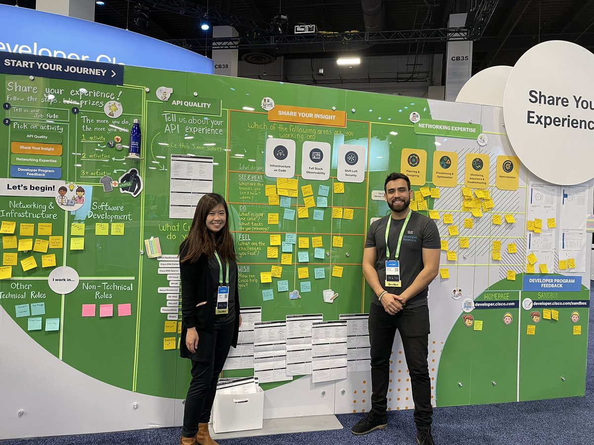 CaseyTong's tweet photo. We are back in @CiscoLive to hear from you! We love your energy and enthusiasm sharing your experience on Cisco #API and network usage in Day 1. Come find us in the #DevNet Zone - help us help YOU! 

@CiscoDevNet
#designthinking #ux https://t.co/Rjz0bpUqw3