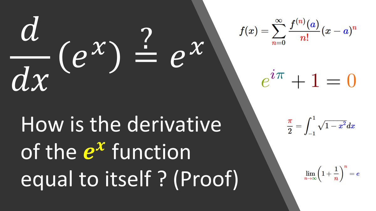Yeni video yayında.
İyi seyirler...😉

A unique function like e^× can only be equal to its derivative!  How is it proven?

 #matematik #math #derivative #türev #exponentialfunction #üstelfonksiyon #eulernumber #eulersayısı

youtu.be/n2AcBWO2lDY