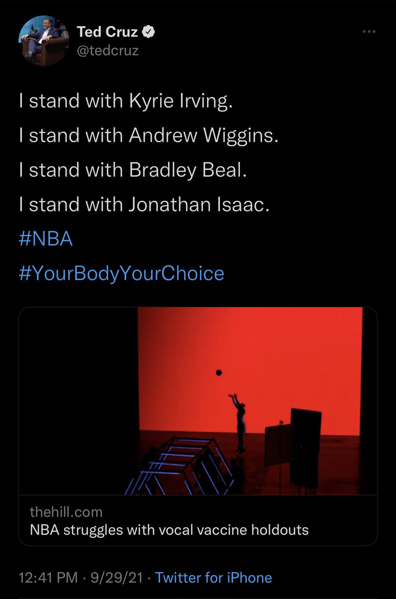 mollyhannahm's tweet photo. andrew wiggins saw this tweet, instantly got the vaccine and then went on to play the best season of basketball of his career https://t.co/56xOduNYR6