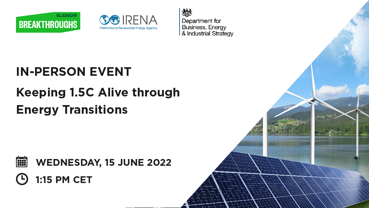 Join <a href="/IRENA/">IRENA</a> tomorrow for an important event that will highlight progress made in the #energytransition, actions to be taken in the coming years to achieve the 1.5°C pathway &amp; findings of the Breakthrough Agenda contributing to the Paris Agreement.

Watch: bit.ly/3tvzfYL