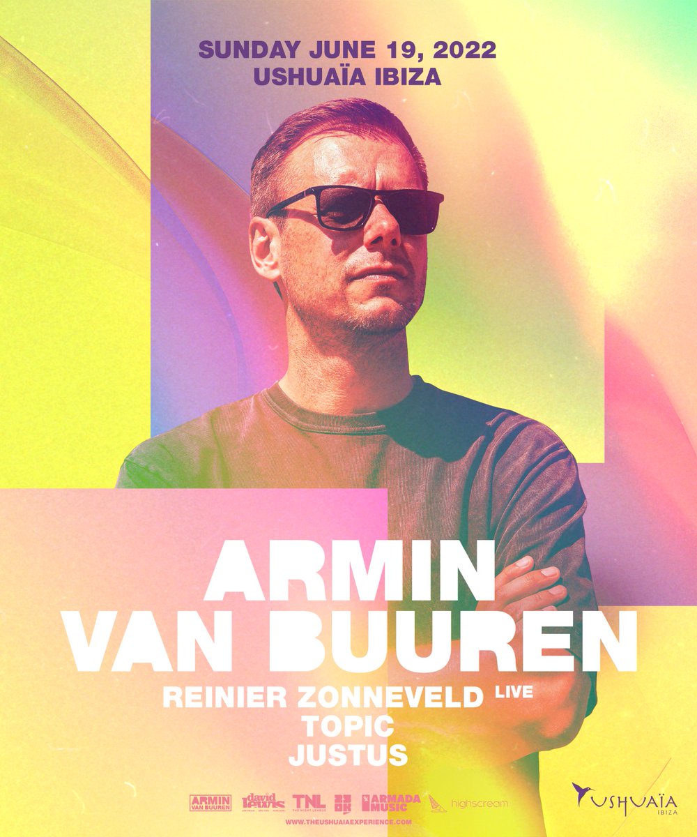 arminvanbuuren's tweet photo. Ibiza! I hope you’re ready for Sunday 😎 This is going to be a good one!
P.S. I’m bringing some friends so swipe right for the line up 👀

#ibiza #Ushuaia https://t.co/jC5YIdLmHt