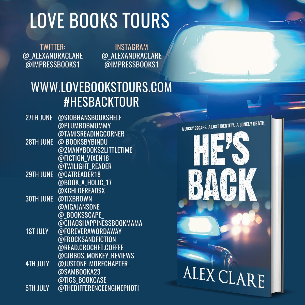 I am so excited to be involved with the book tour for Alex Clare's He's Back, the sequel to He's Gone. If you like a good crime thriller, watch this space for my review! #ad #gifted #lovebookstours #crimefiction