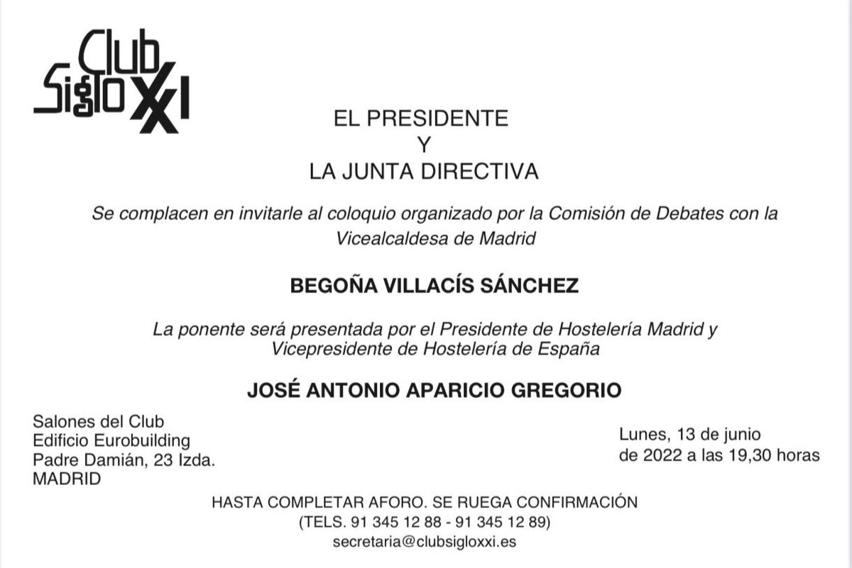 <a href="/Rita_Maestre/">Rita Maestre 🌾</a> <a href="/estherpalomera/">Esther Palomera</a> Si me hubiese llamado le hubiese explicado que tenía un Coloquio en el Club XXI fijado hace más de un mes.

Así que llamé y me disculpe con su viudo, Luis García Montero, e indiqué que el concejal de Cs Martín Casariego iría en mi lugar.

Lo entendió y agradeció la llamada.