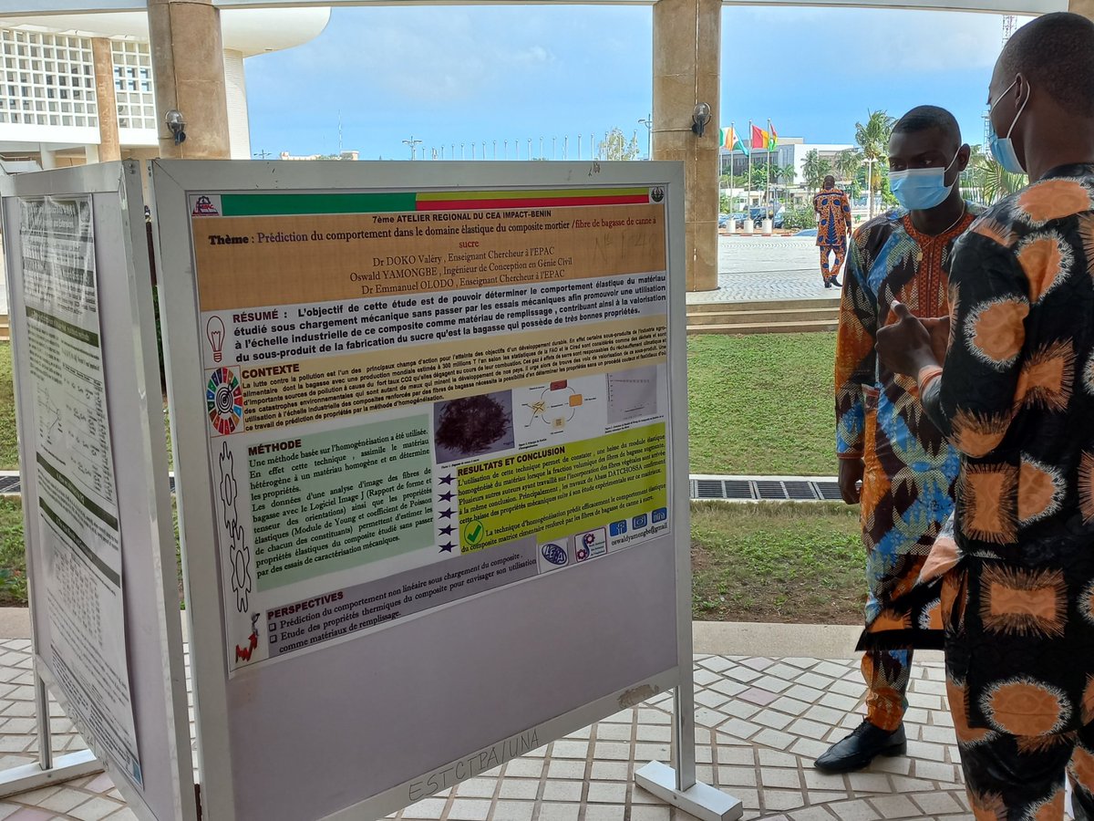 alvinhakizimana's tweet photo. #7thACEImpact Oswald_Yamongbe @Ir genie conception presente l'étude du comportement élastique du composite mortier cas du fibre  de bagasse de canne a sucre.
@the_ACEProject 
@oyesolruttyb1
@Ruth Odufala 
#️⃣7thACEImpact #7eCEAImpact #enseignementsupérieur #Afrique #Africa https://t.co/gNMXdNwylw