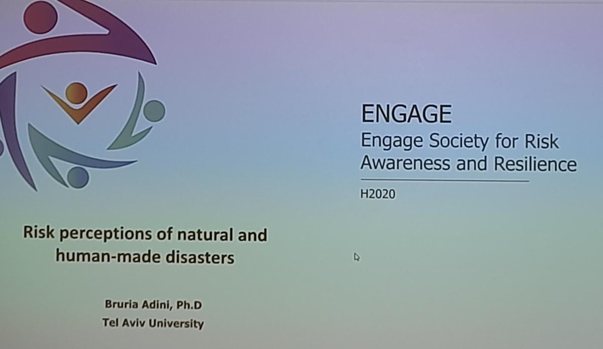 Bruria Adini, from <a href="/TelAvivUni/">Tel Aviv University</a> and <a href="/EngageH2020/">ENGAGE</a>, presented a #Survey on risk perceptions of natural and human-made #disasters during the second day of #ECRP22. 
Nadya Komendatova, from <a href="/IIASAVienna/">IIASA</a> and <a href="/CORE_EU_H2020/">sCience and human factOr for Resilient sociEty</a> gave an overview of #Impact of social media on risk perceptions
