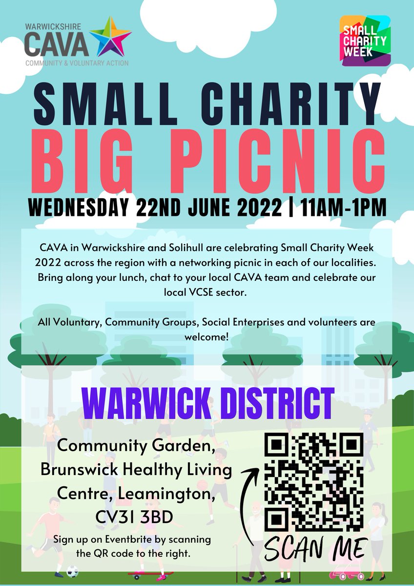 WarwickWCAVA's tweet photo. We've currently 14 people coming along to our Warwick District Networking 'Picnic' on the 22 June @BrunswickHub  but there's still time to sign up - it's a great opportunity to share advice and find out what else is going on in the area #WorkingTogether https://t.co/hYbFBD3wFq