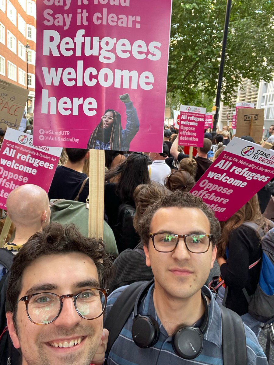 Good to see a big turnout at yesterday's protest against today's despicable flight to Rwanda. With <a href="/tommy_peto/">Tommy Peto</a>