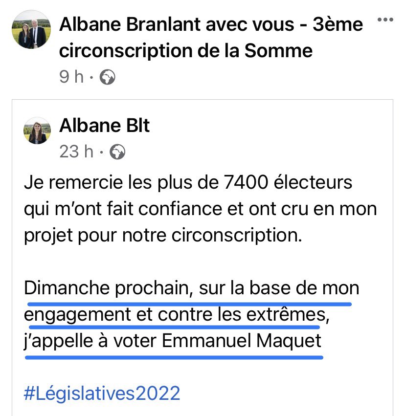 HubertdeJenlis's tweet photo. Bravo @AlbaneBlt pour ta position claire et sans ambiguïté face aux extrêmes, ce combat n’est malheureusement pas celui de tout le monde … 
#circo8003 #circo8004 https://t.co/yI6MraLzOz