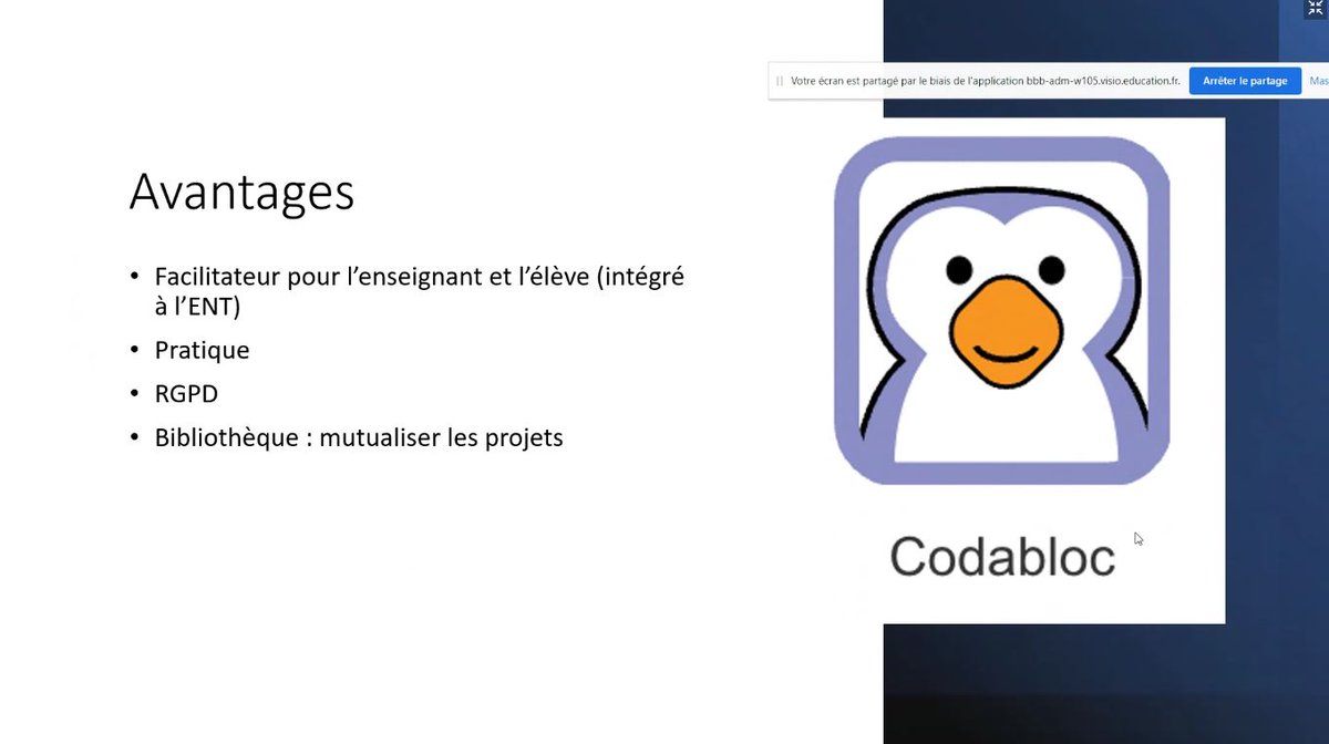 framaka's tweet photo. Le webinaire s'est poursuivi avec premiers usages du nouveau et très prometteur #Codabloc par @Butterfly_maths
(ps : les présentateurs de mes deux tweets sont des présentatrices) https://t.co/nXNG4bRcf0