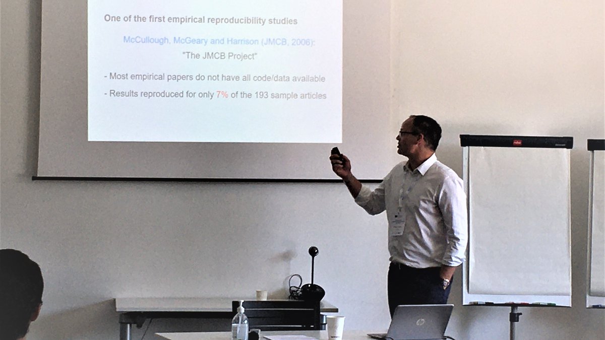 Knowledge@HEC (@hecknowledge) on Twitter photo Yet, the level of reproducibility (RR) remains low in economics and we aim to:
▶️ understand why
▶️ compare expected RR vs actual RR
▶️ measure the difficulty to reproduce results
#HECprof <a href="/christoperignon/">Christophe Pérignon</a> at the ECODEC LabEx Workshop with <a href="/Polytechnique/">École polytechnique</a> <a href="/ENSAEparis/">ENSAE Paris</a> <a href="/CrestUmr/">CREST (UMR 9194)</a> Yet, the level of reproducibility (RR) remains low in economics and we aim to:
▶️ understand why
▶️ compare expected RR vs actual RR
▶️ measure the difficulty to reproduce results
#HECprof <a href="/christoperignon/">Christophe Pérignon</a> at the ECODEC LabEx Workshop with <a href="/Polytechnique/">École polytechnique</a> <a href="/ENSAEparis/">ENSAE Paris</a> <a href="/CrestUmr/">CREST (UMR 9194)</a>