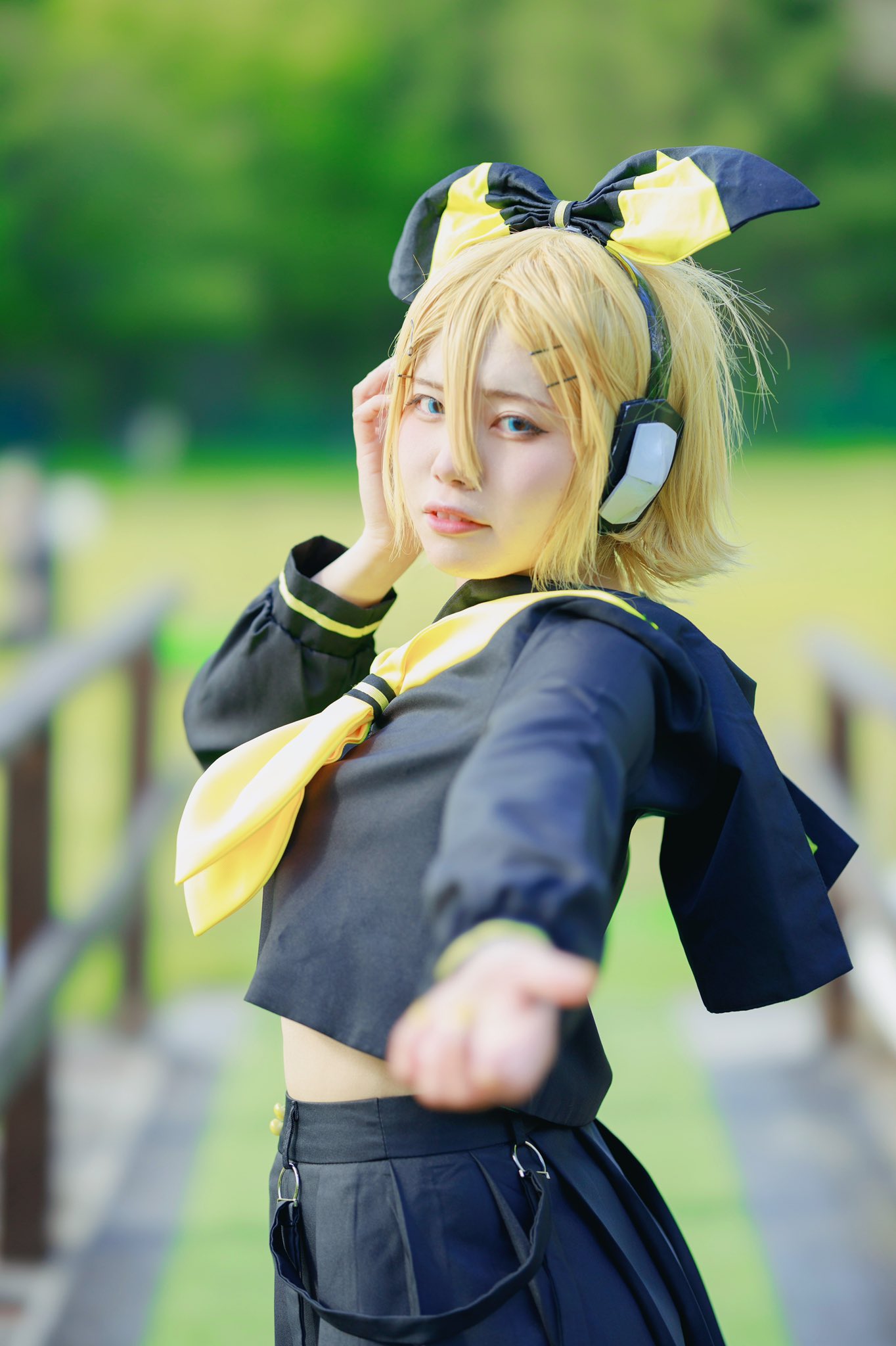 ボーカロイド ボカロ 鏡音リン 通常衣装+ウィッグ+ヘッドホン