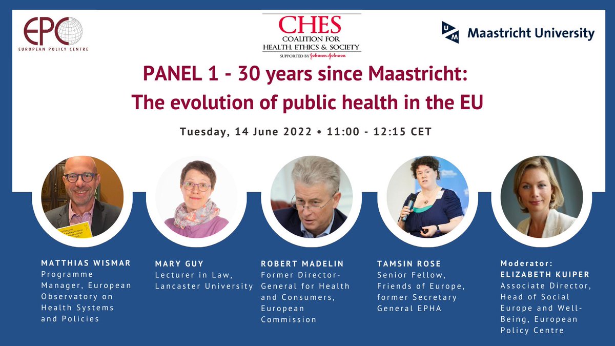 epc_eu's tweet photo. @MaastrichtU @kuiper_em @matthiaswismar @maryjguy @eurohumph @FriendsofEurope @TomislavSokol @roserdomenech @SanjayPattansh1 @helmut_brand @eleonoravard ❗️Happening now❗️
#CHESConference - Panel 1️⃣
'30 years since Maastricht: The evolution of public #health in the EU'
Speakers:
💬@matthiaswismar
💬@maryjguy
💬@eurohumph
💬Tamsin Rose, Senior Fellow @FriendsofEurope
The panel is moderated by EPC's @kuiper_em. https://t.co/7fOmaWXw0T