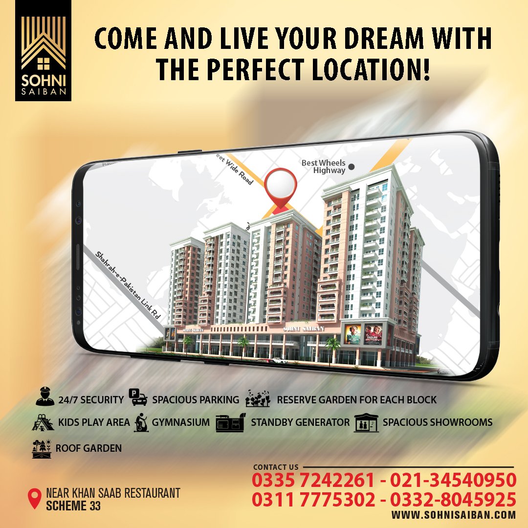 SohniSaiban's tweet photo. Your dream to live an elegant and comfortable living has been transformed into reality.. Sohni Saiban with a secured and luxurious living is standing tall in an ideal location of Karachi.
Contact Now: 0335 7242261 | 021-34540950 | 03328045925   | 03117775302
#SohniSaiban #Karachi https://t.co/aBdloJKeHg