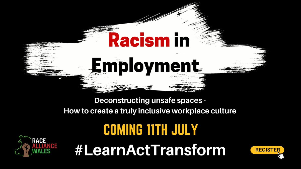 WalesRace's tweet photo. Drive change in the workplace!
Through peer-led research we will set out how to create a truly inclusive workplace culture.
🗓️Monday 11th July
⏲️10-12pm
Butetown Community Centre, Cardiff
✏️Register: https://t.co/HMh9S8xNmR
#LearnActTransform #AntiRacistWales https://t.co/Q2R7bSl0GQ