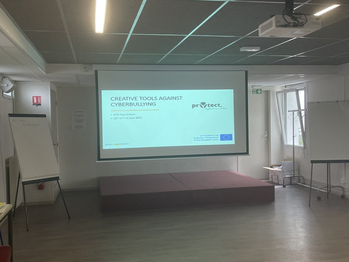 ProtectProject4's tweet photo. The first day in France, looking at creative tools against cyber bullying #CyberBullying #ErasmusPlus #youthwork https://t.co/XTkw3vyu1v