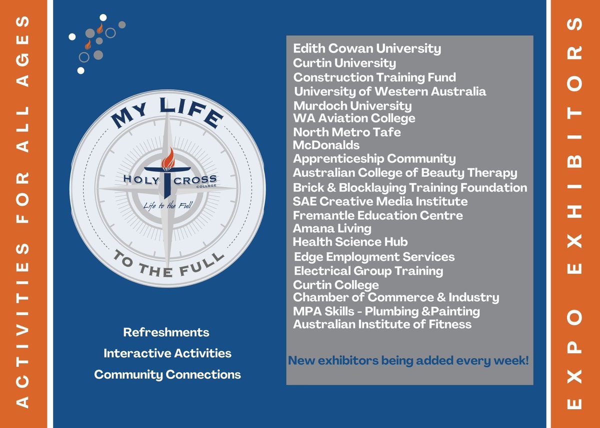 PaulMurphy2000's tweet photo. Come join us at the Holy Cross College My Life Careers Expo! Activities for all ages. #hccellenbrook https://t.co/7dQhTJHXQ6