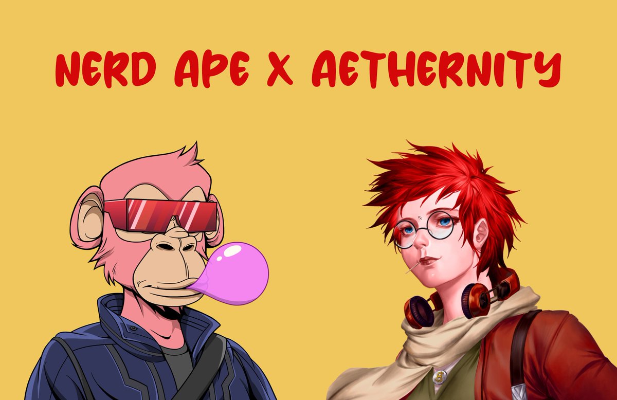 travenesia's tweet photo. 🎁 Nerd Ape Whitelist #Giveaways 🎁 

 ♾ Aethernity x Nerd Ape ⭕️ 

🏆10 x WL (5 for Aethernity Holders)
 
🎟 | To Enter:

⚪️ Like, RT &amp; tag your friends
⚪️ Follow  @travenesia &amp; @NerdApeDAO
⚪️ Join https://t.co/Kfux8Hsgzz 
⚪️ Join https://t.co/MKapsfRNXh

24Hours ⏰

#Optimism https://t.co/OADcnoGIpK