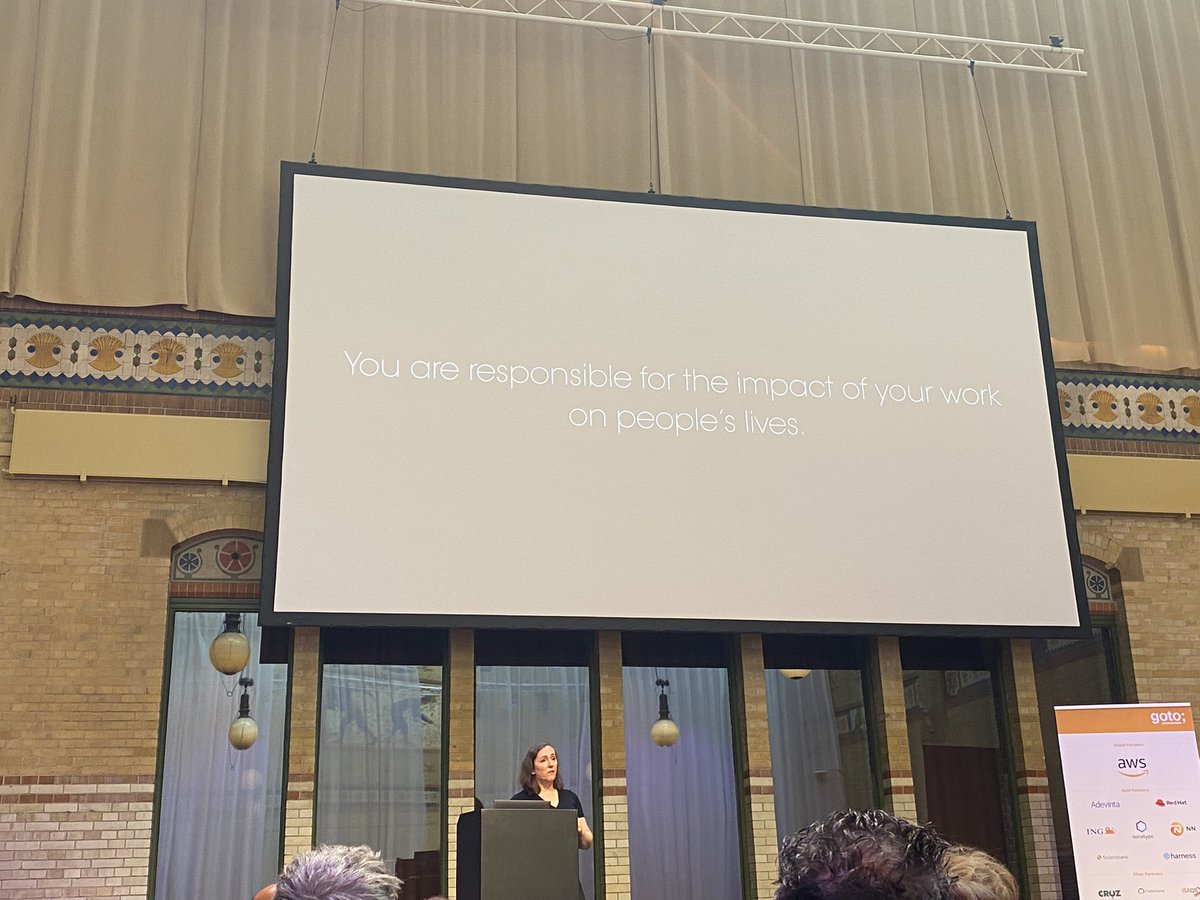 Nice one about security. We are responsible for the impact we have outside of software #GOTOams